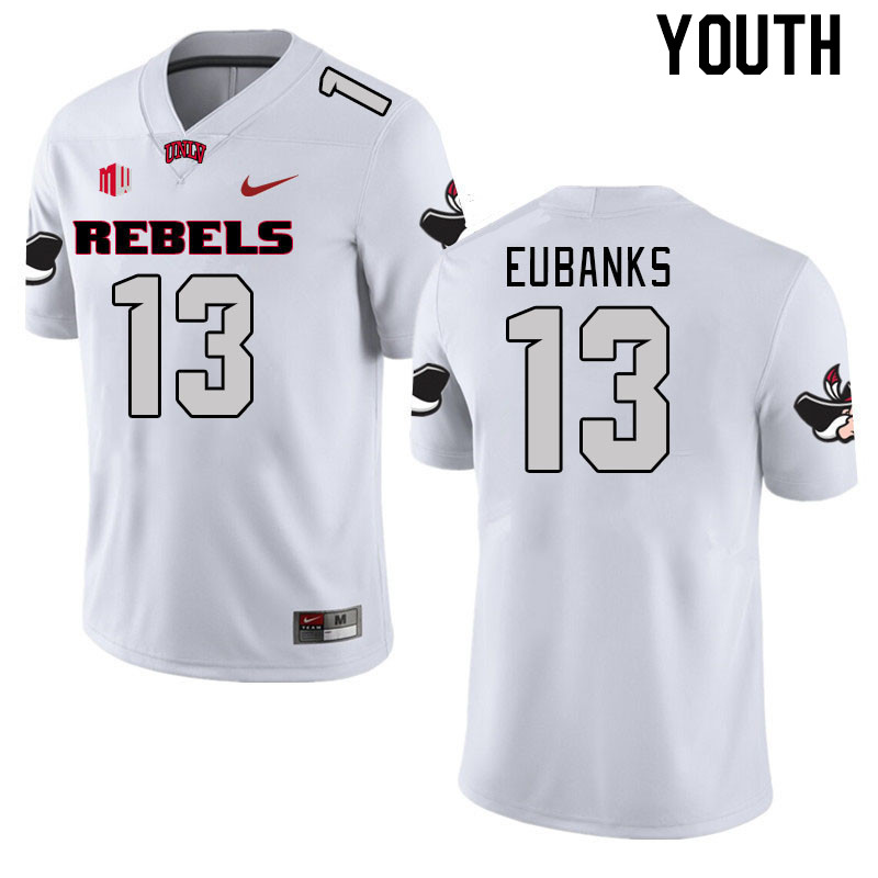 Youth #13 Jordan Eubanks UNLV Rebels 2023 College Football Jerseys Stitched-White - Click Image to Close
